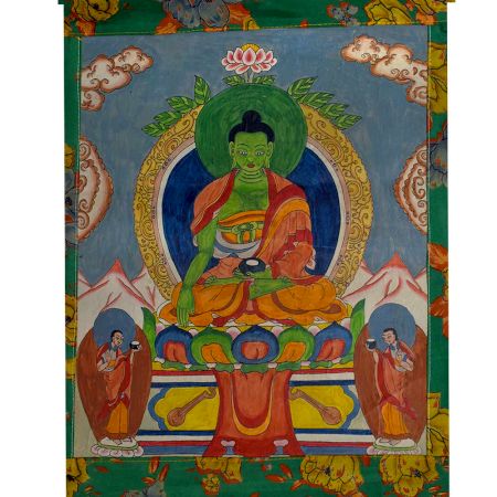 Tibetan Thangka Painting Of Bhaisajyaguru