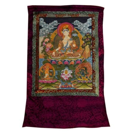 Tibetan Thangka Painting Of Goddess White Tara