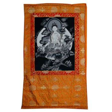 Tibetan Thangka PaintingÂ Of White Tara Using Stone Color