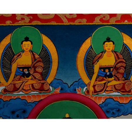 Tibetan Thangka Painting Of Eight Medicine Buddha