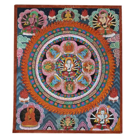 Tibetan Thangka Painting Of Buddha Mandala