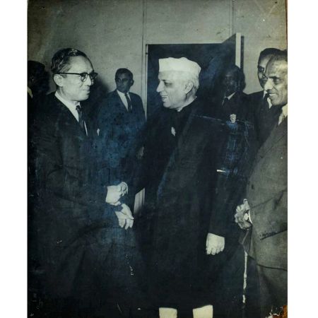 Old Photograph Of Nehru Shaking Hands With Indian Scientist