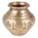 Brass Golden Pooja Lota Kalash Swastik Hand Engraved Design