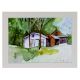 Cabin In The Woods Water Colour Painting