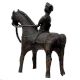 Brass Rider With Horse Figurine Statue In Patina Finish
