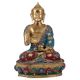 Brass Multicolored Gemstone Buddha Statue