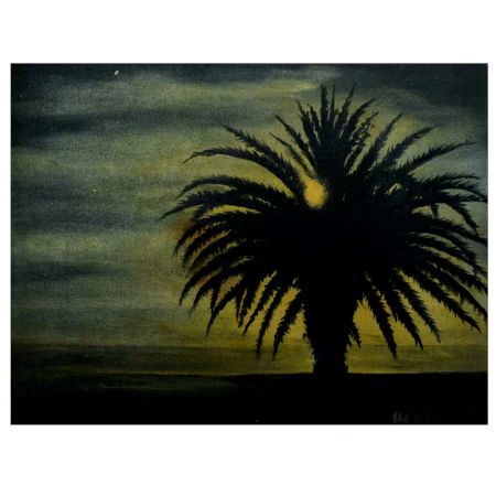 Canvas Painting Of Landscape Sunset Palm Tree