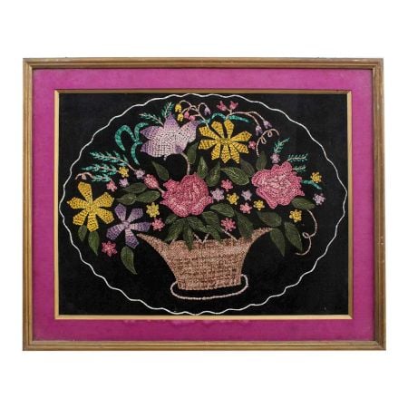 Oil Painting Of Colorful Flowers in a Decorative Vase