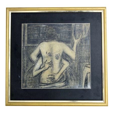Framed Paper Charcoal Painting Of The Grudge