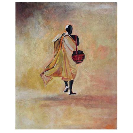 Buddhist Monk Holding A Big Pot Canvas Painting