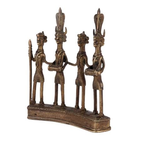 Brass Figurines Of Tribal Musical Band From Dhokra