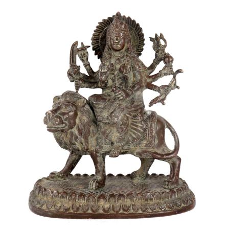 Brass Mata Sherawali Or Ma Durga Statue