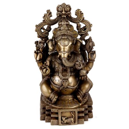 Brass Statue Of Lord Ganesha With Arch