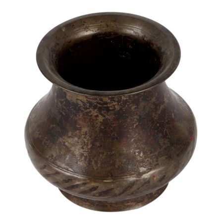 Brass Holy Water Pot With Lines Design