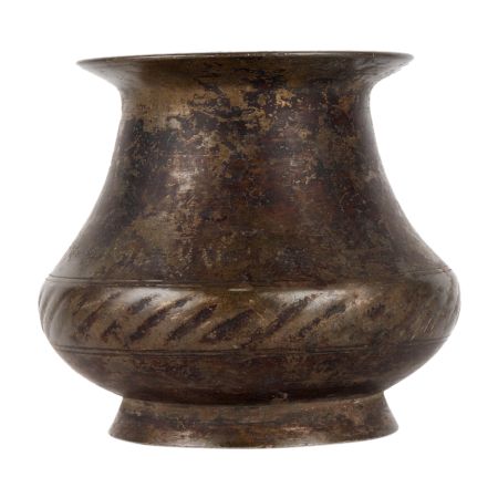 Brass Holy Water Pot With Lines Design