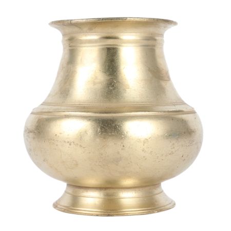 Brass Drinking PotÂ With A Bulging Belly