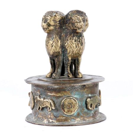 Brass Ashoka Pillar Four Lions Indian Emblem Paper Weight