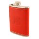 JB Red Hip Flask In Leather Cover