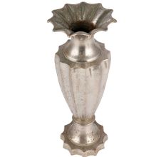 Old Brass Flower Design Vase In Nickel Finish