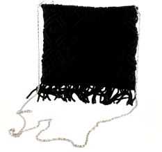 Black Woven Straw Crochet Clutch Bag For Woven