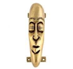 Tribal Man Face Design Brass Door Handle