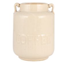 White Ceramic Jar with Two Handles