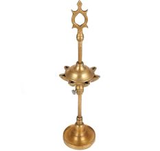 Golden Kuthu Vilakku Oil Lamp With Adjustable key