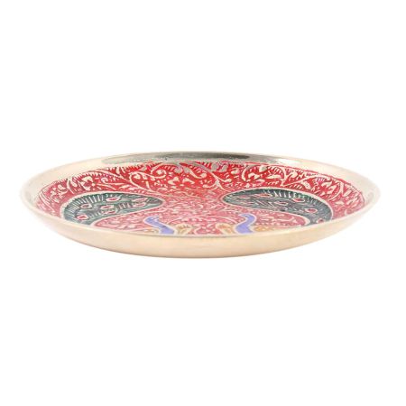 Red Brass Twin Peacock Tea Coaster