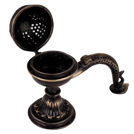 Brass Lobandan Incense Burner Jali Design with Handle