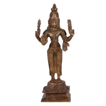 Old  Brass Statue of Four Armed Lord Vishnu