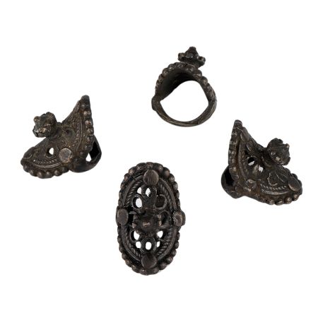 Four Black Metal Tribal Rings
