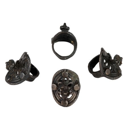 Tribal Rare Metal Rings In Back Finish 4 Pieces