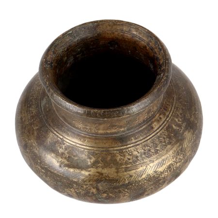 Floral Design Brass Holy Water Pot