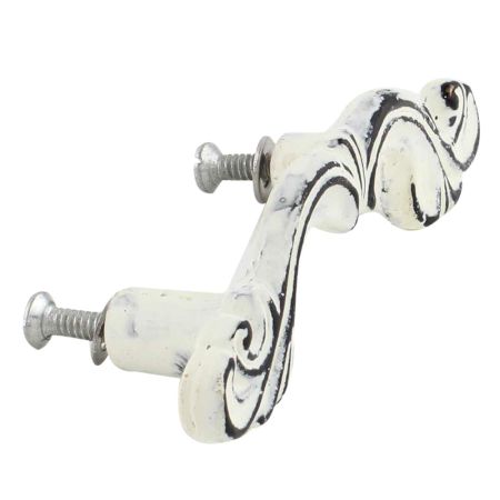 Cream Distressed Iron Bow Wardrobe Handle