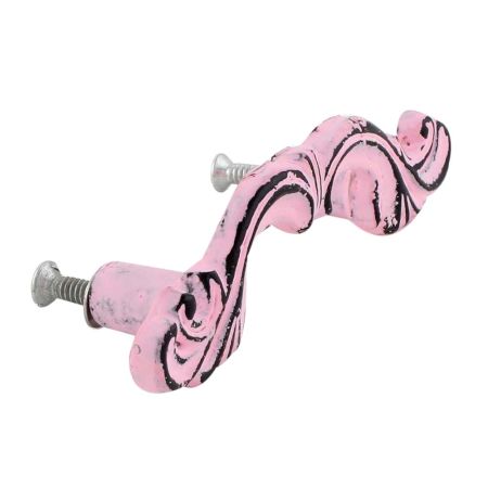 Pink Distressed Iron Bow Wardrobe Handle