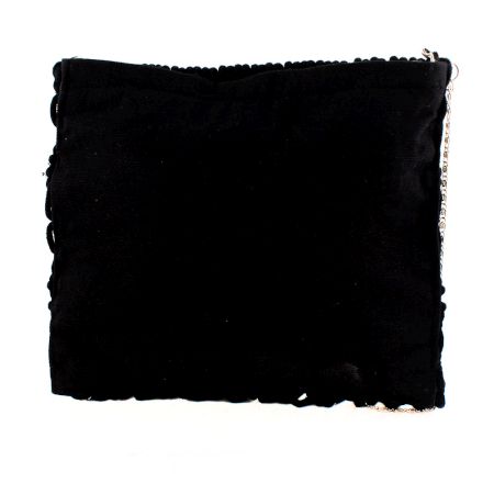 Black Woven Straw Crochet Clutch Bag For Woven