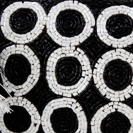 Black Beaded Zip Pouch Circle Design