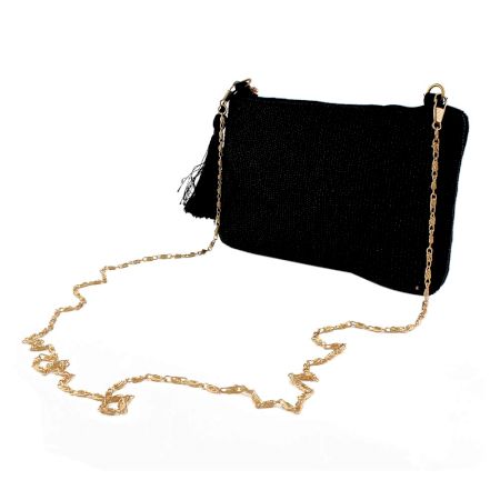 Black Beaded Purse With Chain