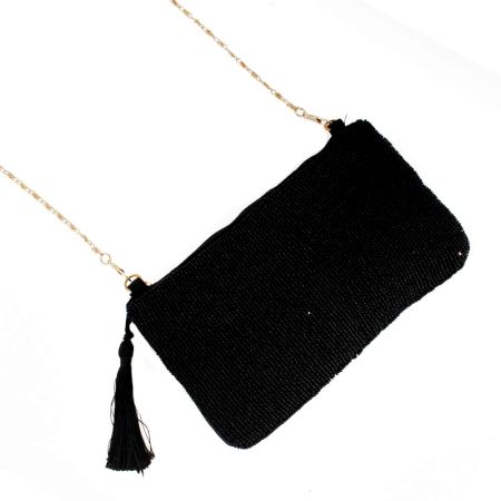 Black Beaded Purse With Chain