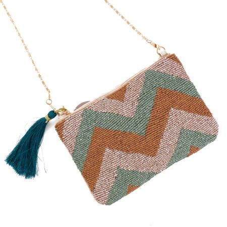 Zig Zag Beaded Multicolored Bag