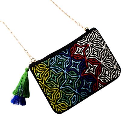 Black Colorful Star Beaded Handbag