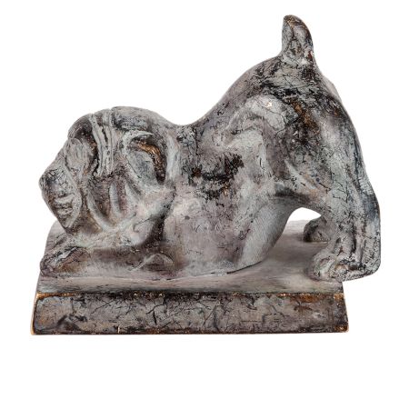 Brass Dog Door Stopper In Antique Finish