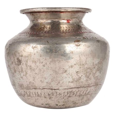 Brass Big Matka With Simple Engravings And Nickel Polish