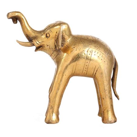 Brass ElephantÂ Statue With Raised Trunk