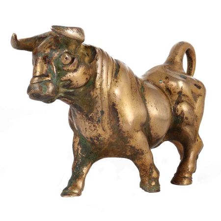Brass Wall Street Bull Figurine