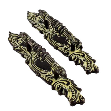 Black Brass European Style Door Handles  In Pair