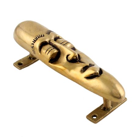 Tribal Man Face Design Brass Door Handle