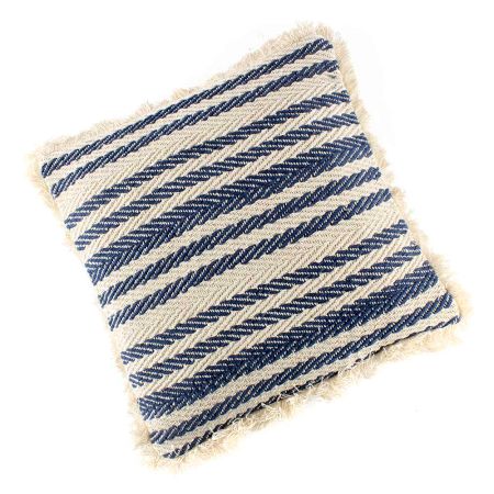 Blue And White Striped Cotton Cushion Cover