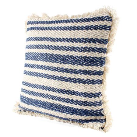 Blue And White Striped Cotton Cushion Cover