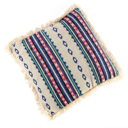 White Aztec Pattern Square Crochet Cushion Cover